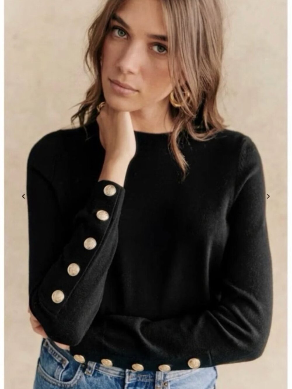 Sezane Paulo Jumper black 100% merino wool sweater M